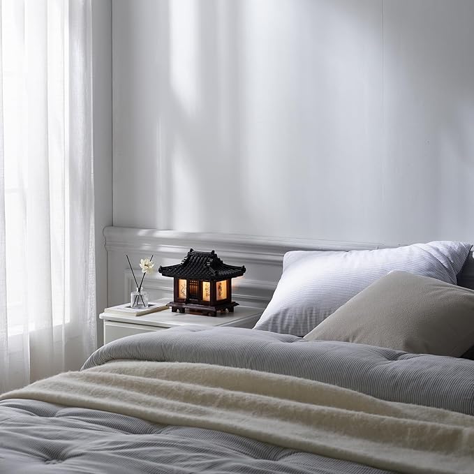Traditional Korean Wood Lamp | Handmade Asian Oriental Table Lantern | Bedside - Image 8