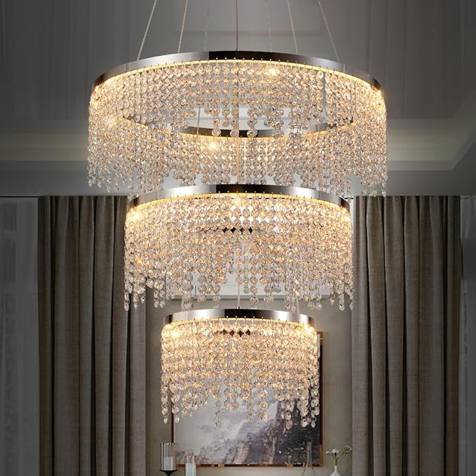 3 Tier LED Modern Ceiling Light Fixture, Home Decor LED Round Crystal by Unknown