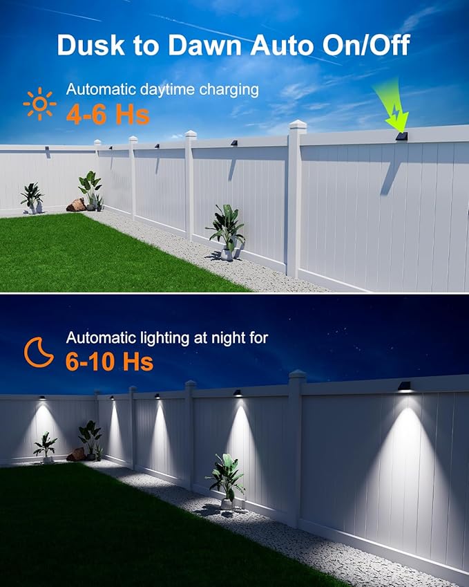 12 Pack Decorative Solar Powered Fence Lights Outdoor Waterproof - Image 3