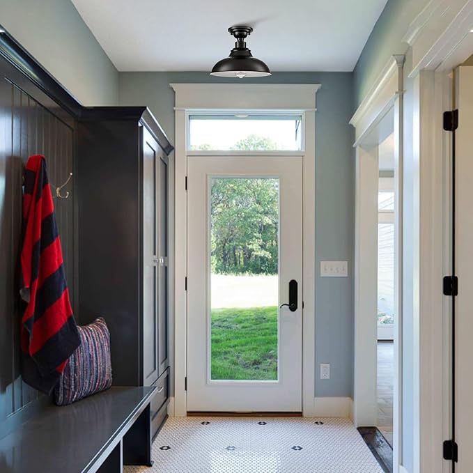 SAMTEEN Farmhouse Black Semi Flush Mount Ceiling Light 2 Pack Modern Barn - Image 3