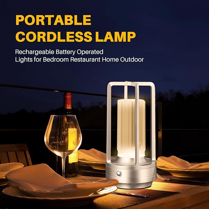 Rechargeable Table Lamp Cordless, 3 Color | Crystal | Stepless Dimming - Image 6