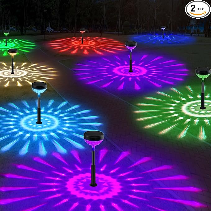 Solar Pathway Lights Outdoor, Color Changing+8 Fixed Color Solar Lights Outdoor by OUTDOORSTRINGLIGHTS