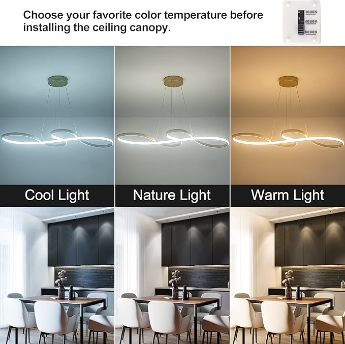 Modern LED Chandelier Dining Room Modern Pendant Light Dimmable Creative - Image 2