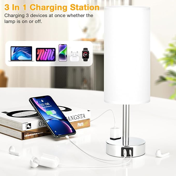 White Touch Nightstand Lamps Set - Image 3