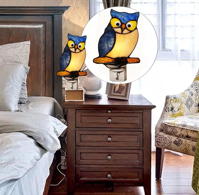 HUIMIEJU Colored Glass Owl Night Light, Children's Room Animal Night Light - Image 7