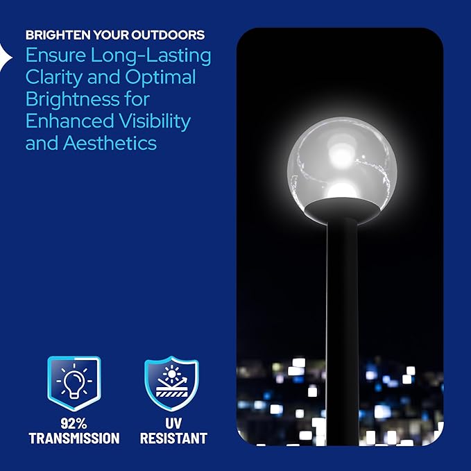 KASTLITE 16" Clear Acrylic Lamp Post Globe | Smooth Textured - Image 4