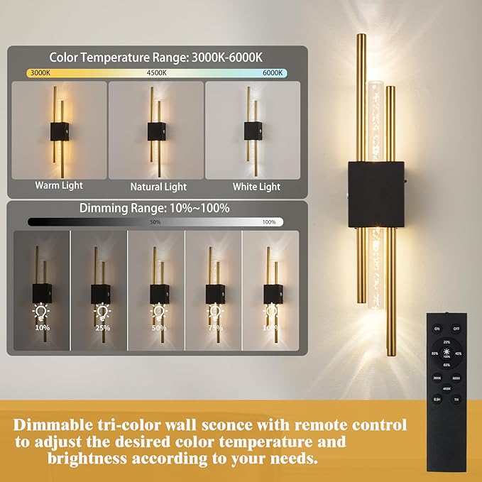 Battery Operated Wall Sconces Set of Two, Rechargeble Modern Crystal Bathroom - Image 3
