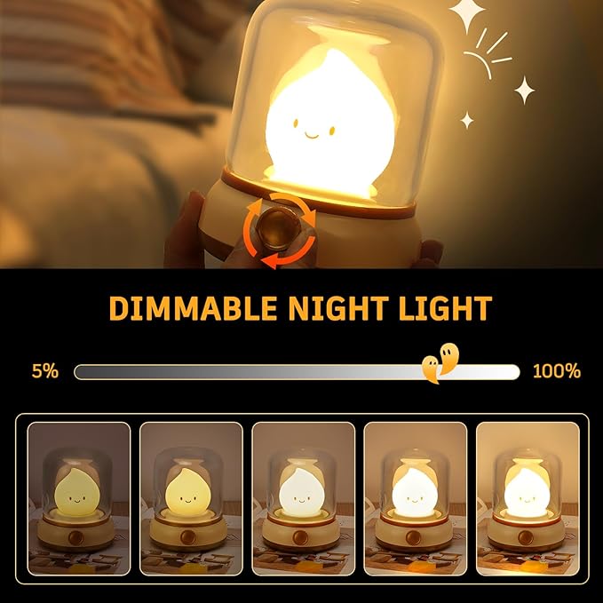 Ghost Campfire Night Light, Small Cute Desk Lamp, Dimmable Cordless Bedside - Image 2