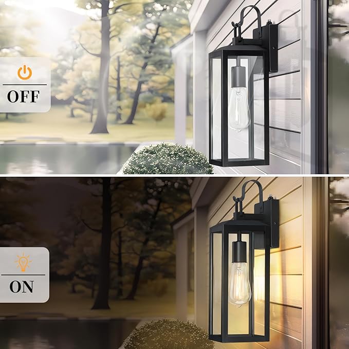 16'' Large Dusk to Dawn Outdoor Lighting 2 Packs, Modern Outdoor Lanterns - Image 2