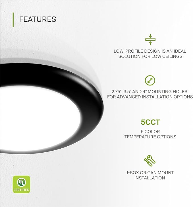ASD 6 Pack LED Disk Lights 6 Inch, 15W 5CCT 2700K-5000K 1245LM CRI90+, Dimmable - Image 3