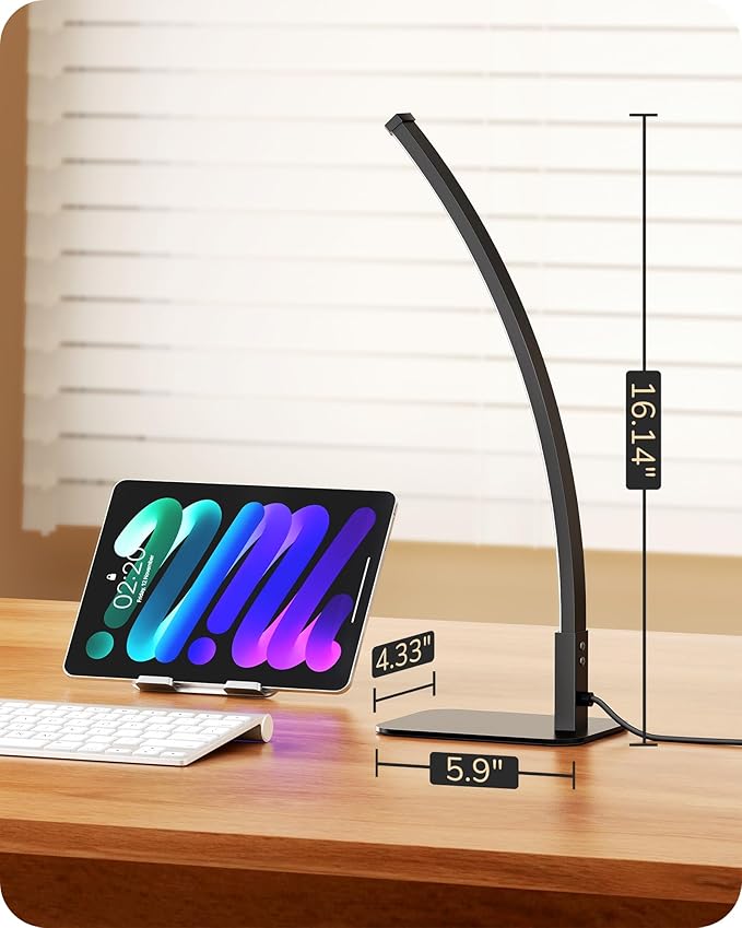 EDISHINE Curved LED Table Lamp, Modern Bedside Lamp - Image 7