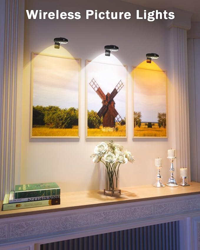 WILLED Picture Lights for Wall, 1200mAh Rechargeable Battery Operated Picture - Image 5