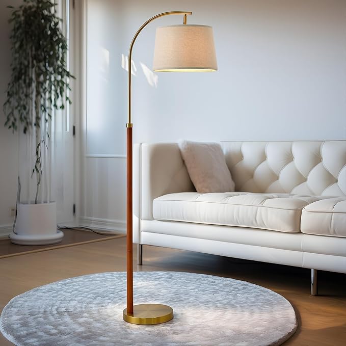 62.5" Wood Floor Lamp for Living Room Gold - Image 9
