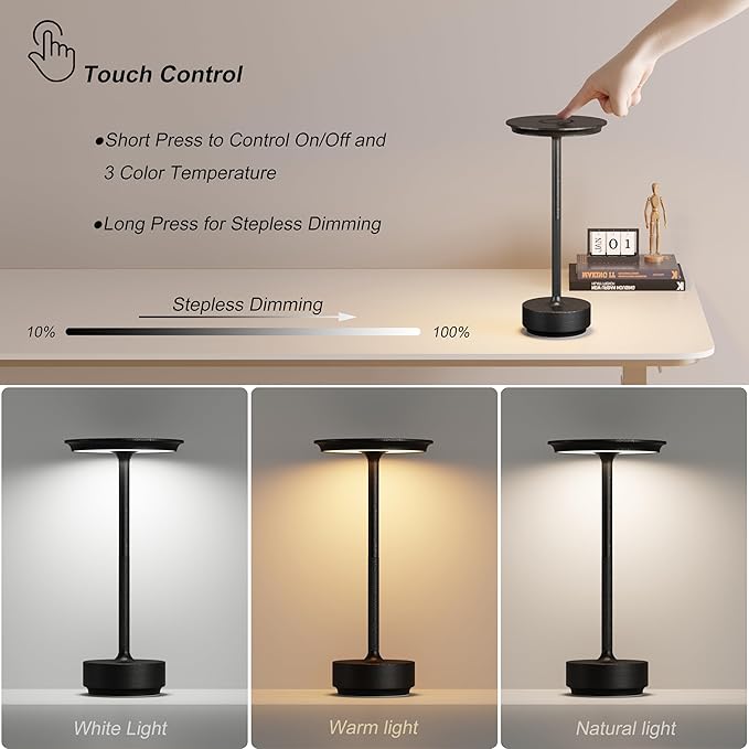 1 Pack Rechargeable Table Lamps Cordless, Portable 5000mAh Outdoor Table Light - Image 2