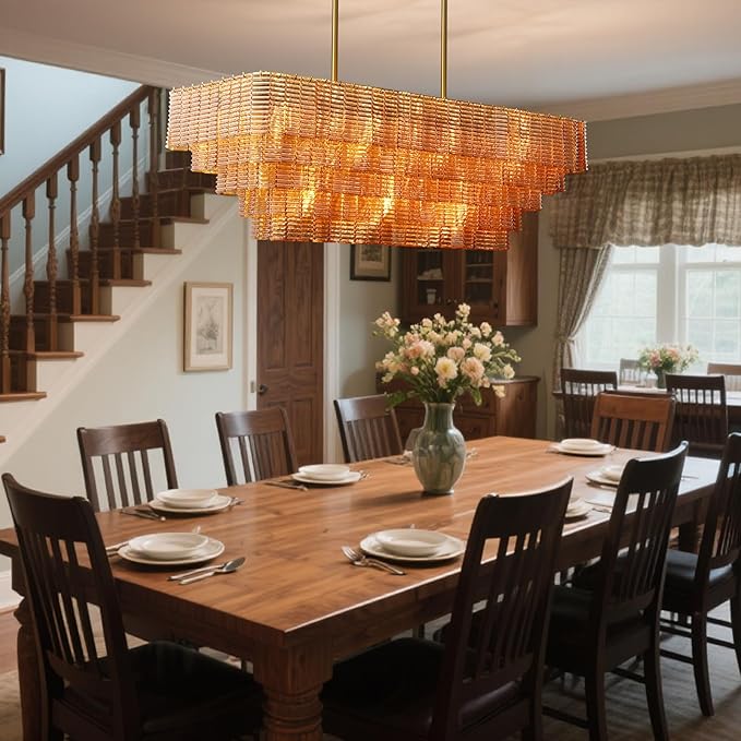 Rectangular Large Chandelier for Dining Room, Linear Chandelier - Image 5