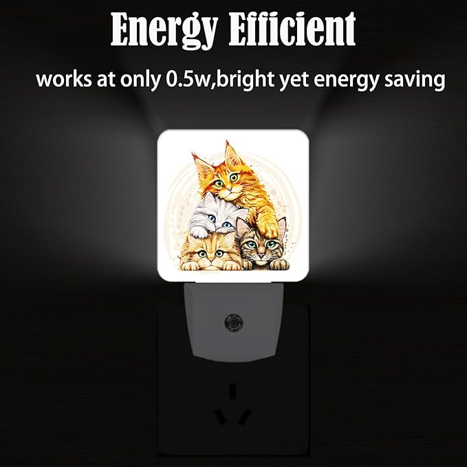 Colorful Cats Night Light, Plug-in Night Lights - Image 4