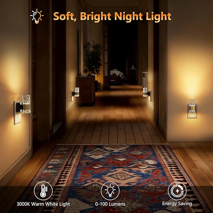 LED Night Lights Plug into Wall 2 Pack, Bubble Nightlight - Image 2