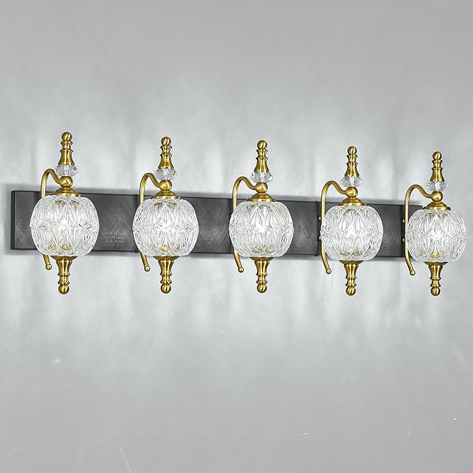 Modern Crystal Bathroom Vanity Lights Fixtures Over Mirror Black Gold Vintage - Image 8