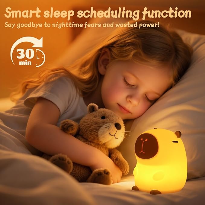 Capybara Night Light, 50-Hour Battery & Pat Control, Squishy Animal Lamp - Image 3