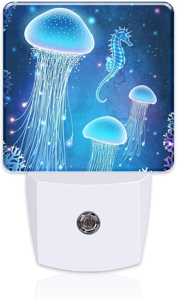 Magic Glowing Jellyfish and Seahorse Night Light Plug into Wall, Beautiful by sndheke