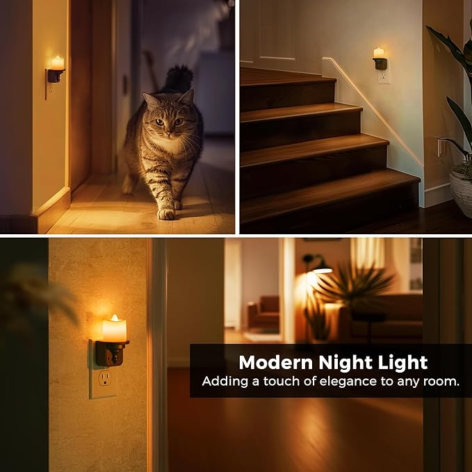 L LOHAS LED Candle Night Light, Amber Night Lights Plug into Wall, Flameless - Image 6