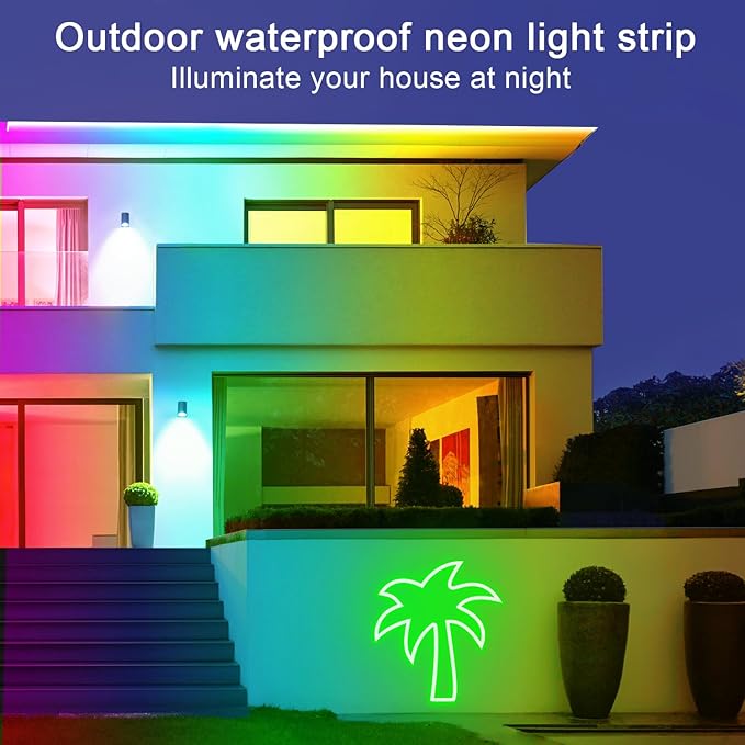 50ft Neon Rope Light, 24V RGB LED Strip Lights, Music Sync, Remote/APP Control - Image 4
