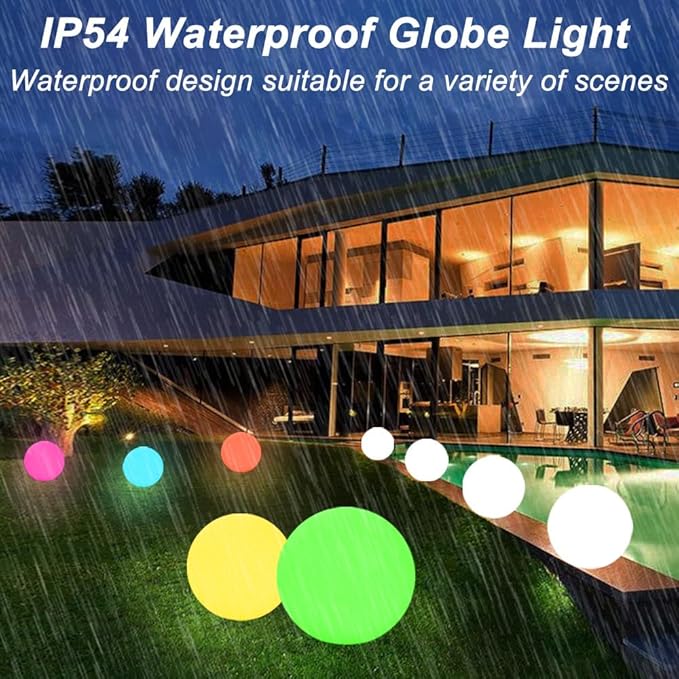 12 Inch Solar Glowing Ball Light Outdoor, Solar Garden Globe Light w/Remote - Image 5