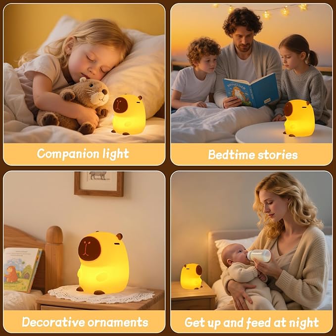 Capybara Night Light, 50-Hour Battery & Pat Control, Squishy Animal Lamp - Image 7