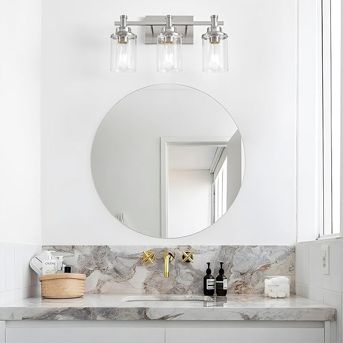 Brushed Nickel 3-Light Vanity Lights - Image 6