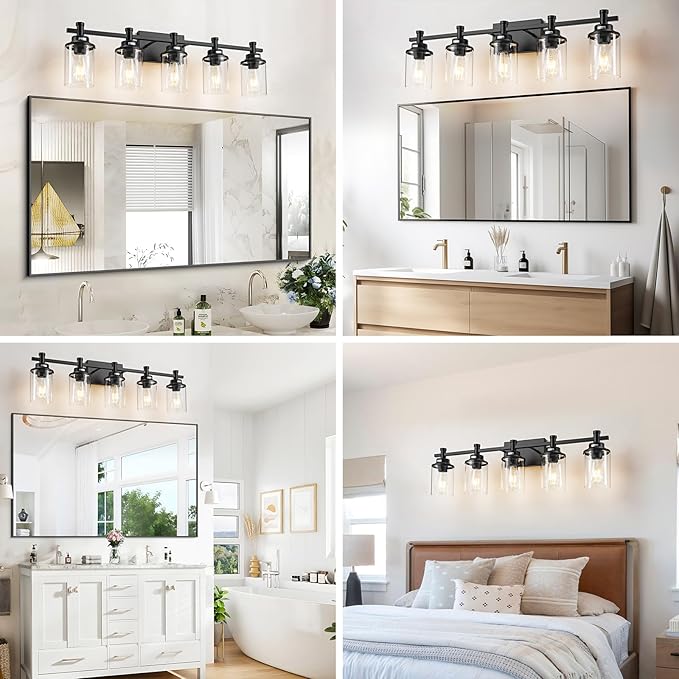 5-Light Black Bathroom Vanity Light, Modern Lighting Fixture - Image 7