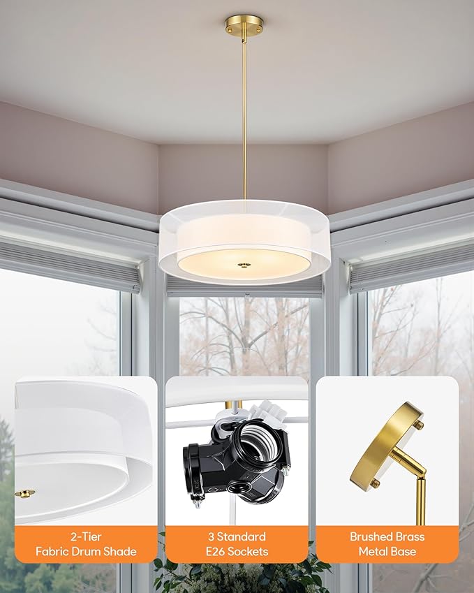 VONLUCE Drum Chandelier, Modern Ceiling Light Fixture - Image 5