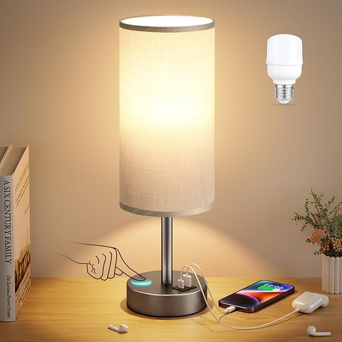 Small Touch Bedside Lamp with USB - Image 6