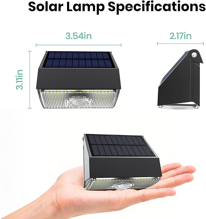 Solar Lights Outdoor Motion Sensor, 2 Pack Dual CCT 3000K 4000K Solar Powered - Image 4