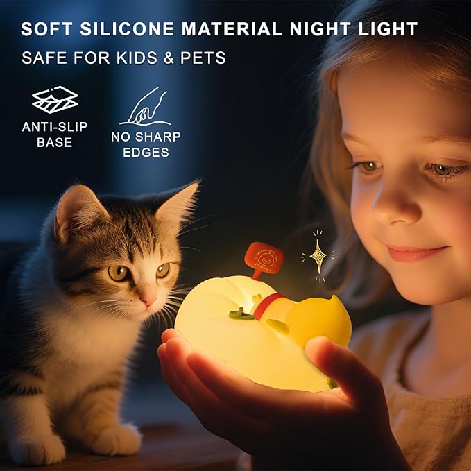 Duck Night Light for Kids, 7 Colors LED Nursery Lamp Dimmable & Rechargeable - Image 8