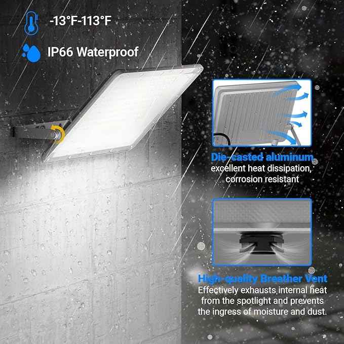 Ceena 120W Plug in LED Flood Lights Outdoor, 12000lm Super Bright LED Work Light - Image 4