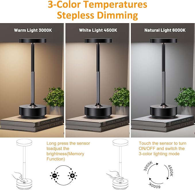 SAKRINGT 2 Pack Rechargeable Cordless Table Lamp - Image 3