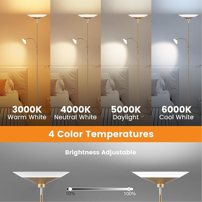 Gold Torchiere Floor Lamp - Image 3