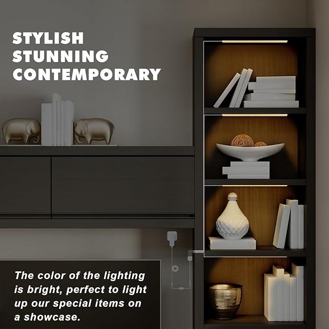JUSJUBR 4PCS x 12inch Sector Display Cabinet Lights, Dimmable LED Shelf Lighting - Image 4