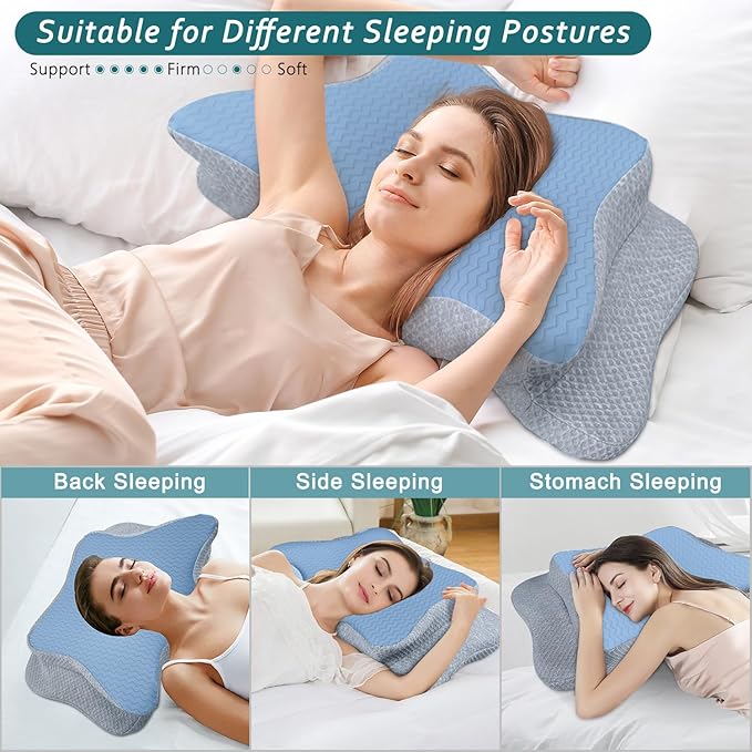 Cervical Pillow for Neck Pain Relief, Memory Foam Pillow, Ergonomic Contour Bed - Image 4