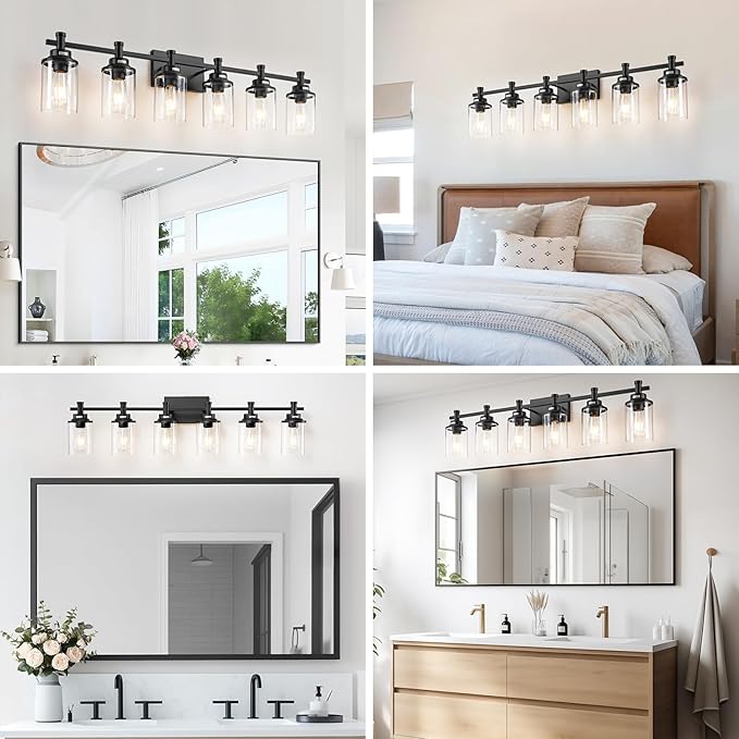 Modern Black Bathroom Vanity Lighting Over Mirror, 6 Lights Bathroom Vanity - Image 7