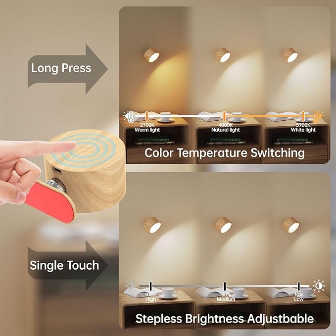 2Pack Battery Operated Wall Sconce, 3 Color Modes 3 Brightness Levels - Image 2