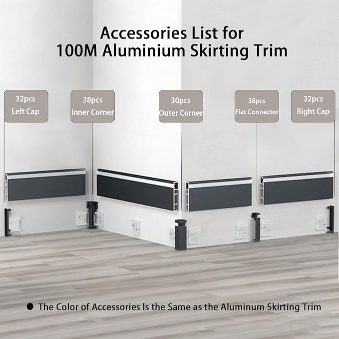 40 Pack LED Aluminum Metal Baseboard Trim 50 x 2500mm 1.97”x 8.2’ Total 328.1 - Image 2