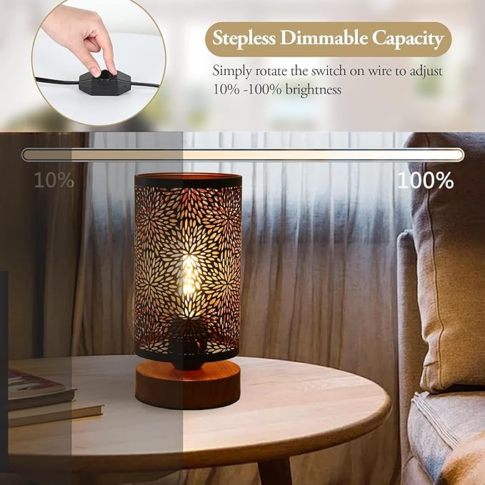 Small Industrial Table Lamps Dimmable, Bedside Lamps - Image 2