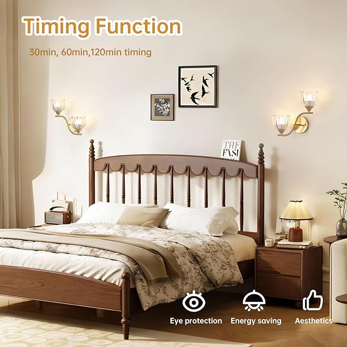 Battery Operated Wall Sconce, 2-Lights Vinatge Brass Wall Lighting - Image 7