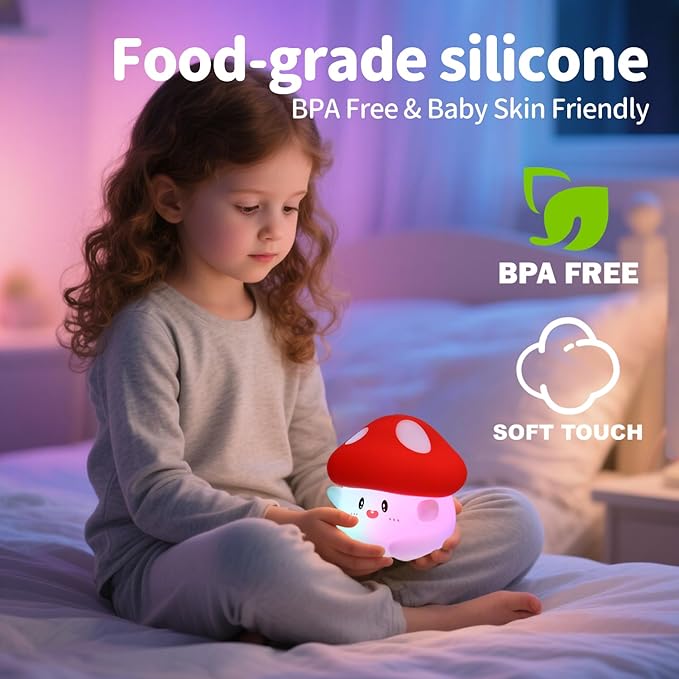 Mushroom Night Light, Color Changing & 50-Hour Battery, Squishy Lamp - Image 7