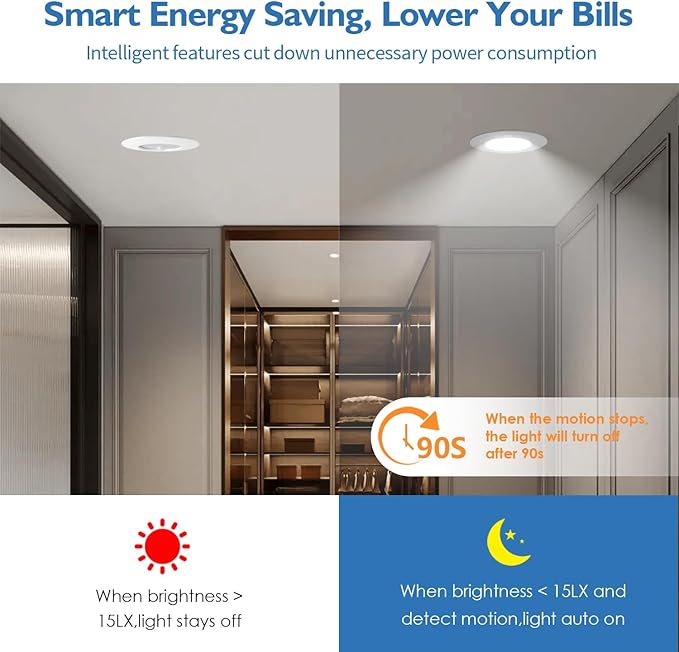 Jolux 5/6" Retrofit LED PIR Motion Sensor Recessed Lighting, Adjustable 5CCT - Image 5