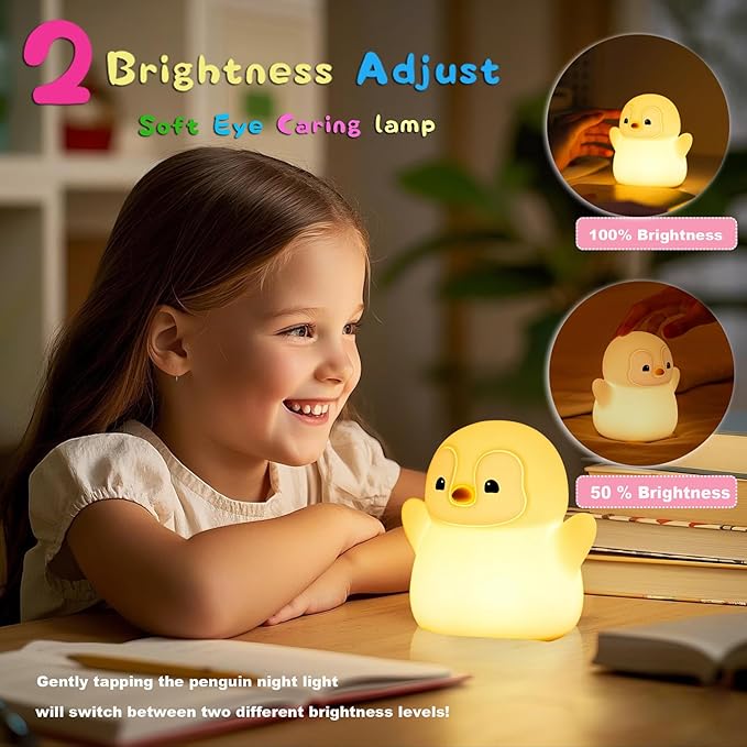 DREAMING MY DREAM Cute Penguin Night Light, LED Squishy Novelty Penguin Lamp - Image 4