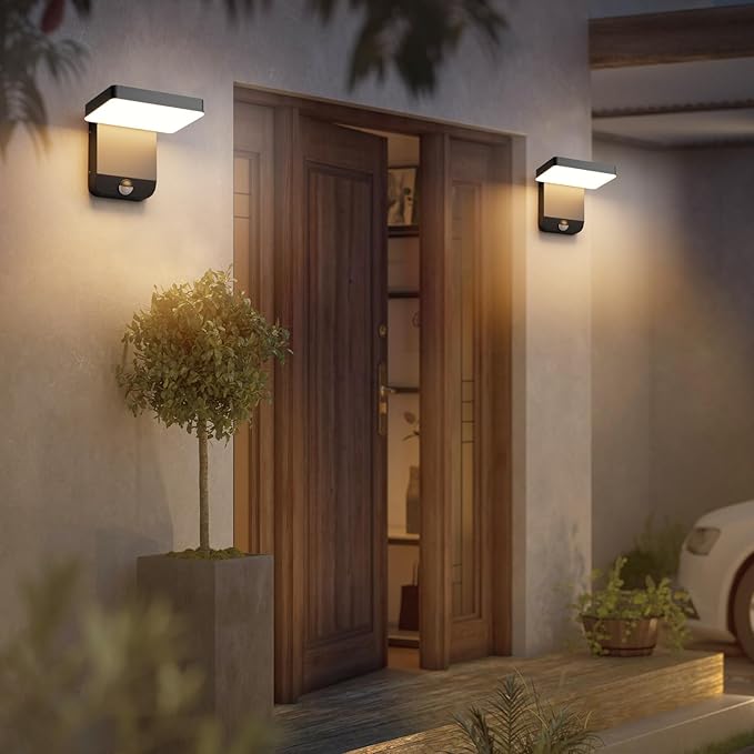 2 Pack Motion Sensor Outdoor Wall Light, Modern LED Black Motion Outdoor Light - Image 4