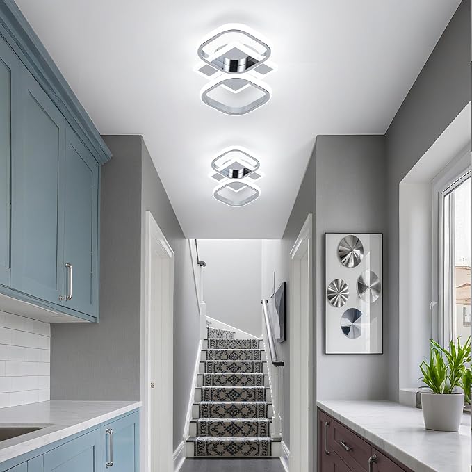ElDISUNY Modern LED Ceiling Lights, 30W Sliver Elegant Square Lamp LED Ceiling - Image 2