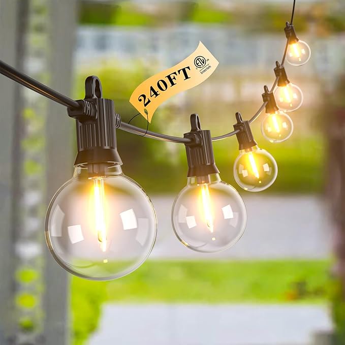 Kawaya 240FT Outdoor Lights String LED Patio Light Waterproof Dimmable G40 by KAWAYA